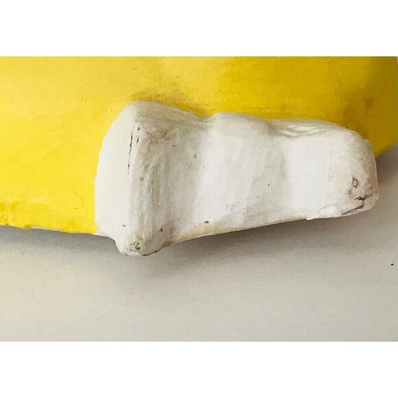 Vintage Chalkware Nursery Decor Baby Child Wall Hanging Plaster White Yellow 12" - Picture 6 of 6